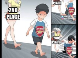 Arsenal yang dihantui deja vu; apakah kembali harus puas finis di posisi kedua? Foto: dok. Internet/X (Twitter)