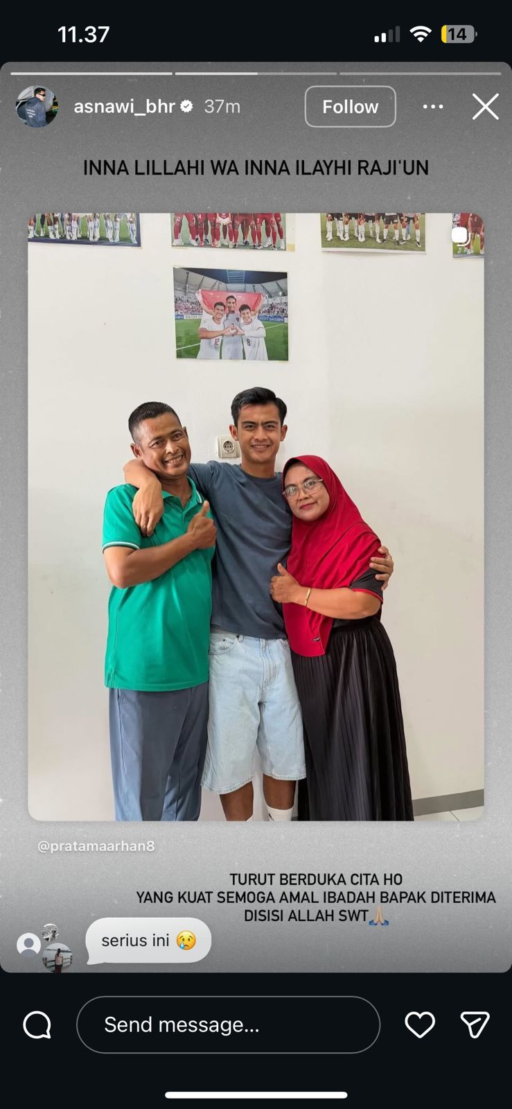 Pratama Arhan dan orang tua