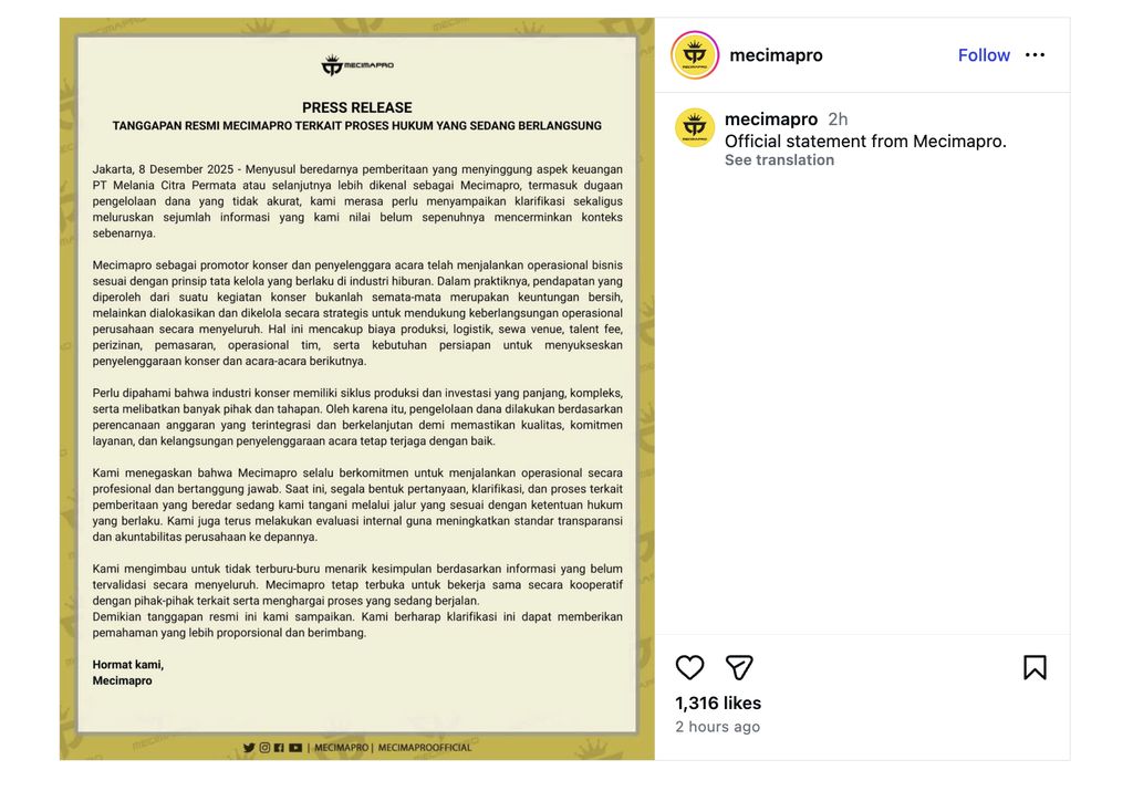 Klarifikasi Mecimapro