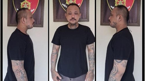 Pelaku penipuan, IGNGRY, di salah satu warung Mandura ditangkap, Minggu (7/12/2025). (Polsek Sukawati)