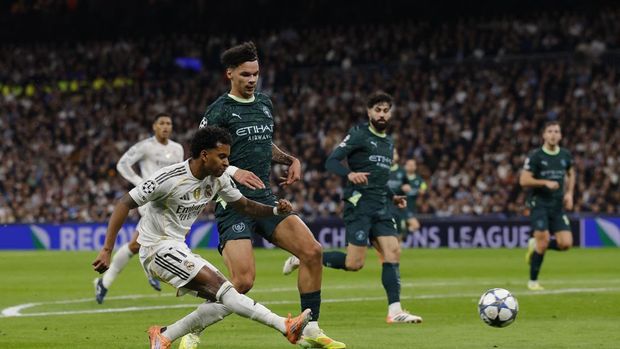 Real Madrid vs Manchester City Soccer Football - UEFA Champions League - Real Madrid v Manchester City - Santiago Bernabeu, Madrid, Spain - December 10, 2025 Real Madrid's Rodrygo scores their first goal Action Images via Reuters/Andrew Couldridge