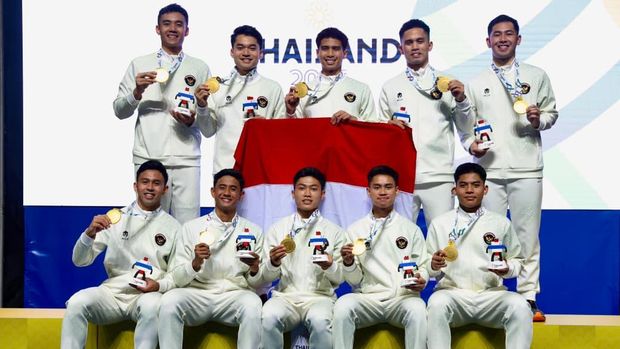 Tim Badminton Indonesia yang merebut emas beregu putra di SEA Games 2025. (Arsip PBSI)