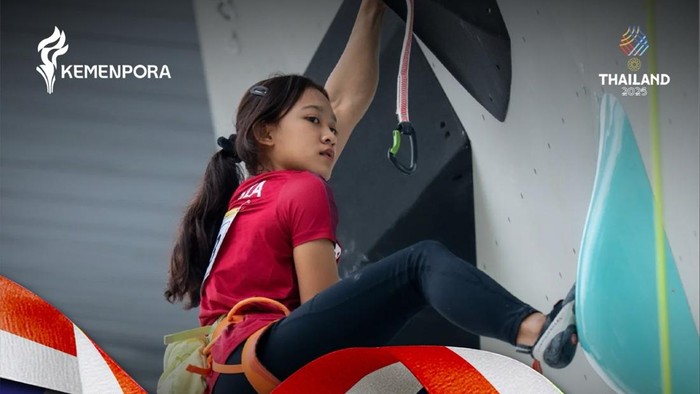 Alma Ariella Tsany turut menyumbang emas dari nomor panjat tebing. Foto: Dok. Kemenpora