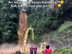 Dikira Banjir Bandang! Foto Pernikahan Berlatar Air Terjun Keruh Ini Viral
