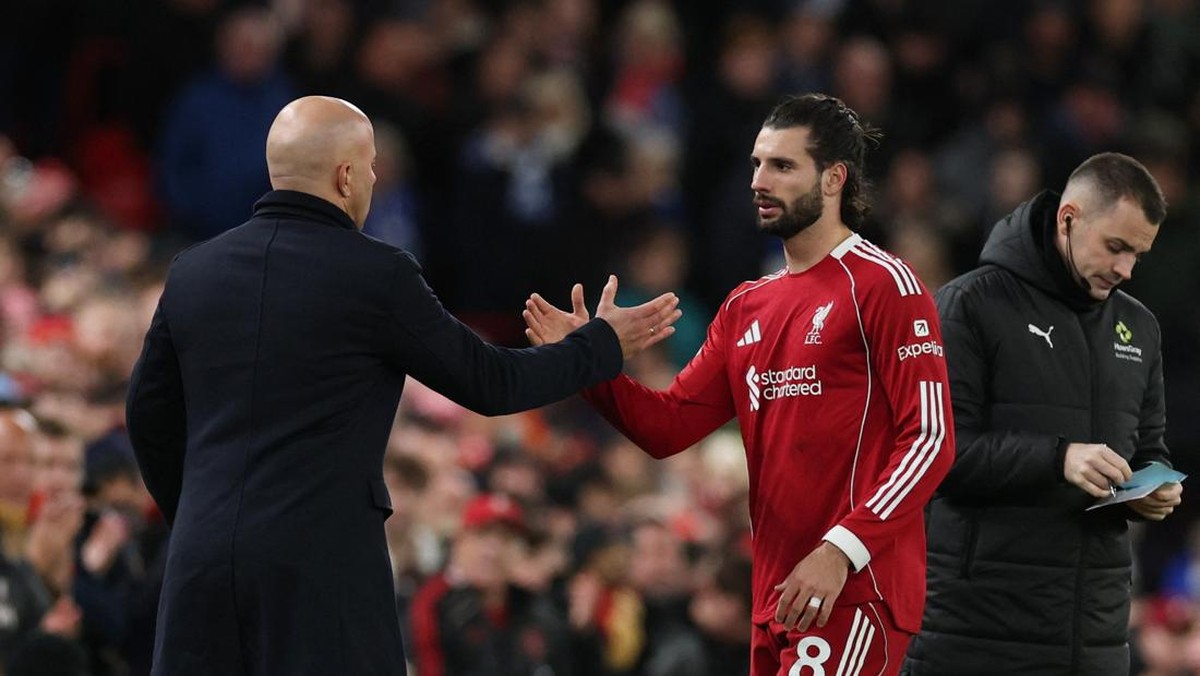 Dominik Szoboszlai berpotensi absen saat Liverpool melawat ke markas Tottenham Hotspur akhir pekan ini. (REUTERS/Phil Noble)