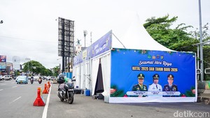 Jelang Nataru, Pos Pengamanan Mulai Disiapkan di Jalan Margonda Depok