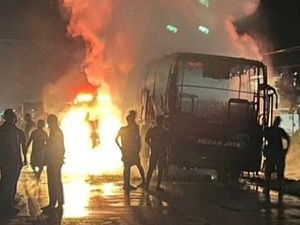 Bus Medan Jaya Terbakar di Sumsel, Seluruh Penumpang Selamat