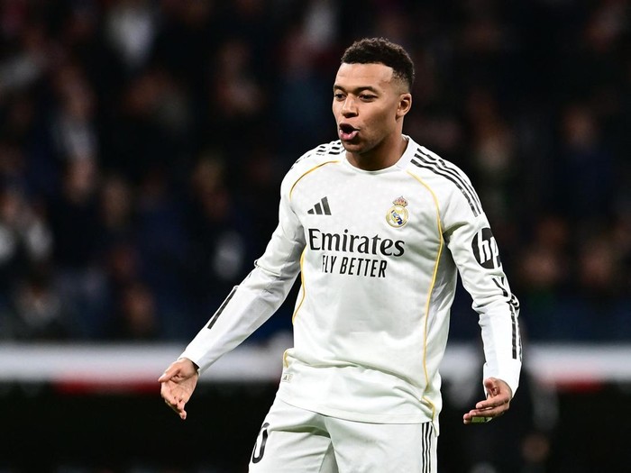 Soccer Football - LaLiga - Real Madrid v Sevilla - Santiago Bernabeu, Madrid, Spain - December 20, 2025 Real Madrid's Kylian Mbappe celebrates scoring their second goal REUTERS/Juan Barbosa
