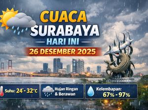 Cuaca Surabaya Hari Ini, Hujan Ringan Mengguyur Sebagian Wilayah