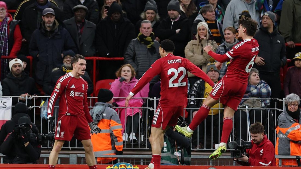 Florian Wirtz bikin gol, Liverpool bekuk Wolverhampon di Anfield. (REUTERS/Phil Noble)