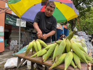 Pedagang Arang-Jagung di Lamongan Raup Berkah Jelang Malam Tahun Baru