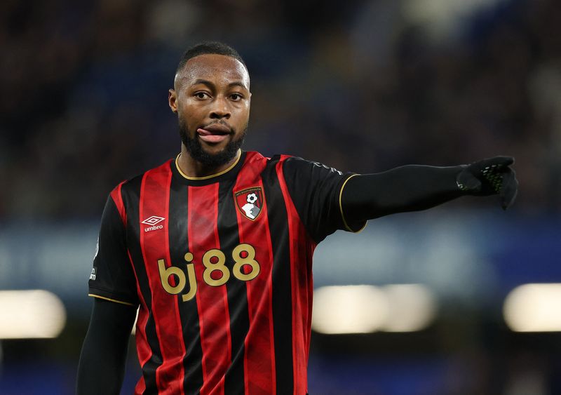 Antoine Semenyo Soccer Football - Premier League - Chelsea v AFC Bournemouth - Stamford Bridge, London, Britain - December 30, 2025 AFC Bournemouth's Antoine Semenyo reacts Action Images via Reuters/Andrew Boyers EDITORIAL USE ONLY. NO USE WITH UNAUTHORIZED AUDIO, VIDEO, DATA, FIXTURE LISTS, CLUB/LEAGUE LOGOS OR 'LIVE' SERVICES. ONLINE IN-MATCH USE LIMITED TO 120 IMAGES, NO VIDEO EMULATION. NO USE IN BETTING, GAMES OR SINGLE CLUB/LEAGUE/PLAYER PUBLICATIONS. PLEASE CONTACT YOUR ACCOUNT REPRESENTATIVE FOR FURTHER DETAILS..