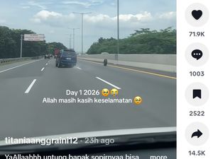 Ban Belakang Isuzu Panther Lepas, Gelinding Sendiri di Tol