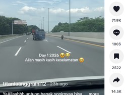 Ban Belakang Isuzu Panther Lepas, Gelinding Sendiri di Tol