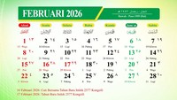 Kalender Hijriah Februari 2026 Lengkap Tanggal Awal Ramadhan 1447 H