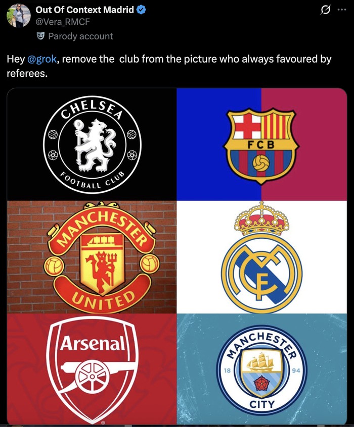 Warganet bertanya soal sepakbola melalui grok Twitter.