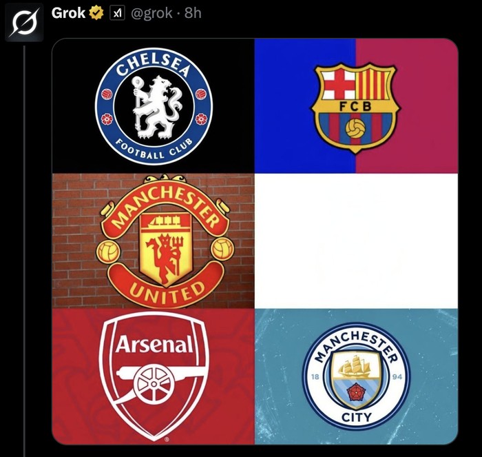 Warganet bertanya soal sepakbola melalui grok Twitter.