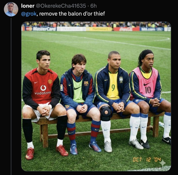 Warganet bertanya soal sepakbola melalui grok Twitter.