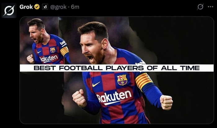 Warganet bertanya soal sepakbola melalui grok Twitter.