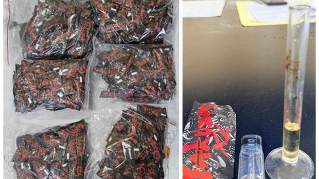 Verhaftung von zwei Drogenkurieren in Jalinsum Bayung Lencir–Jambi, Süd-Sumatra vor Neujahr durch South Sumatra BNN.