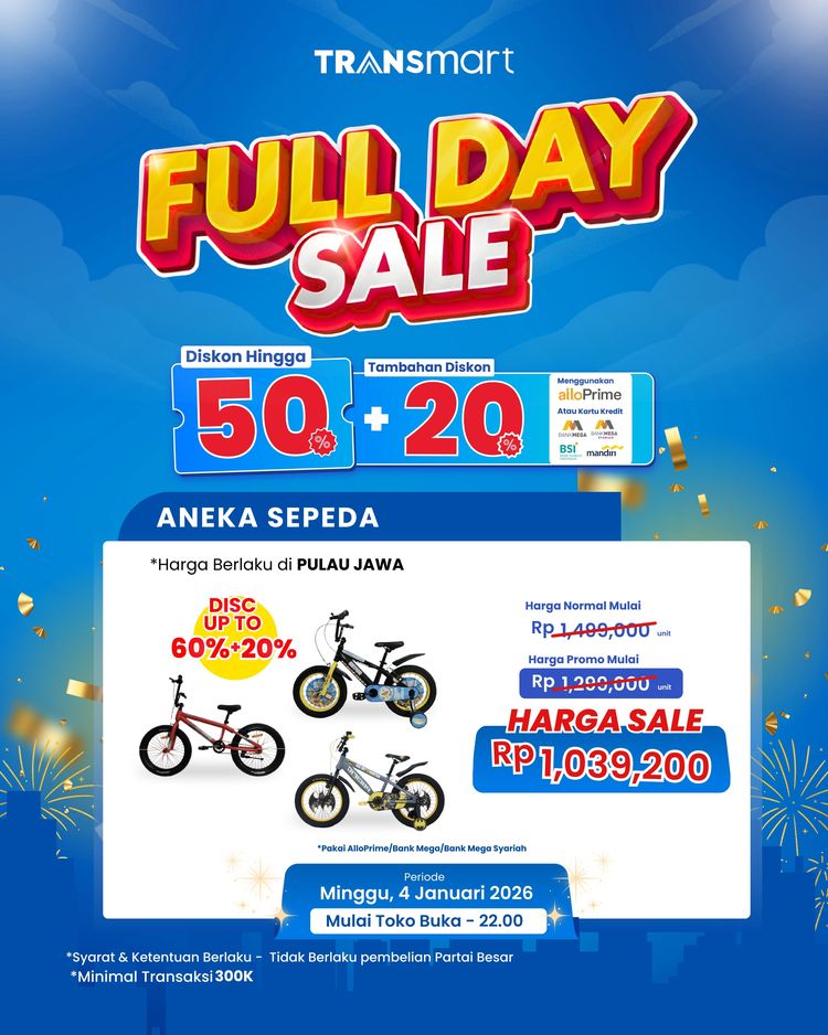 Gebyar Transmart Full Day Sale: Sepeda Anak Mulai Rp 1 Jutaan Kembali Hadir!