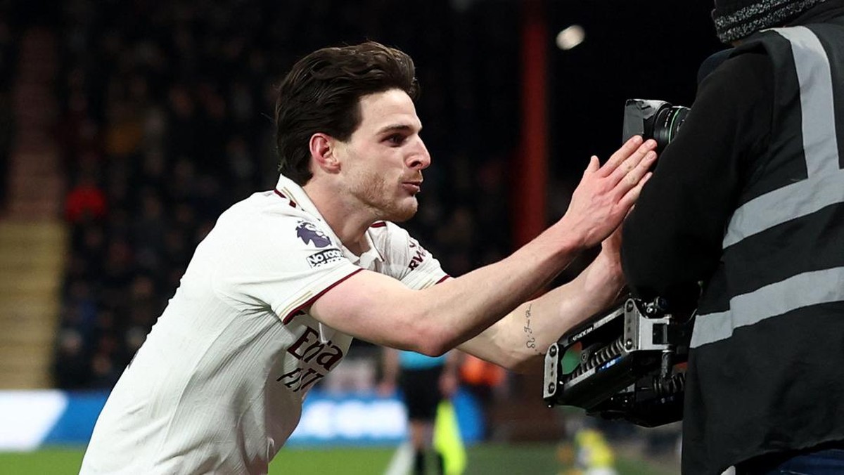Declan Rice bikin dua gol ke gawang Bournemouth. (REUTERS/Toby Melville)