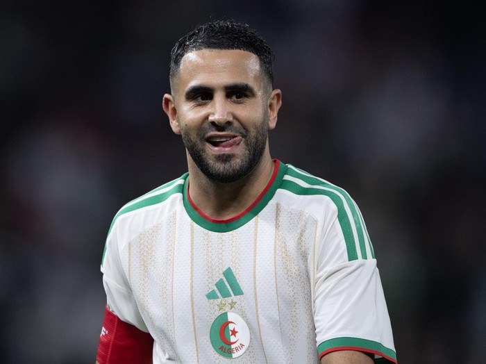 RABAT, MOROCCO - DECEMBER 28:  Riyad Mahrez of Algeria during the Africa Cup Of Nations Group E match between Algeria and Burkina Faso at the Prince Heritier Moulay El Hassan Stadium on December 28, 2025 in Rabat, Morocco. (Photo by Visionhaus/Getty Images)