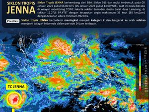 Bibit Siklon Tropis 91S Berkembang Jadi Siklon Tropis Jenna, Ini Kondisinya