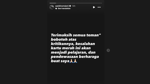 Tangkapan Layar Instagram Saddil