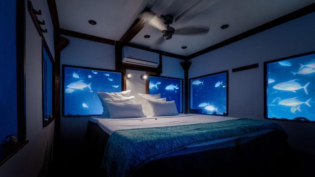 Underwater Room, The Manta Resort, Pemba Island, Tanzania.