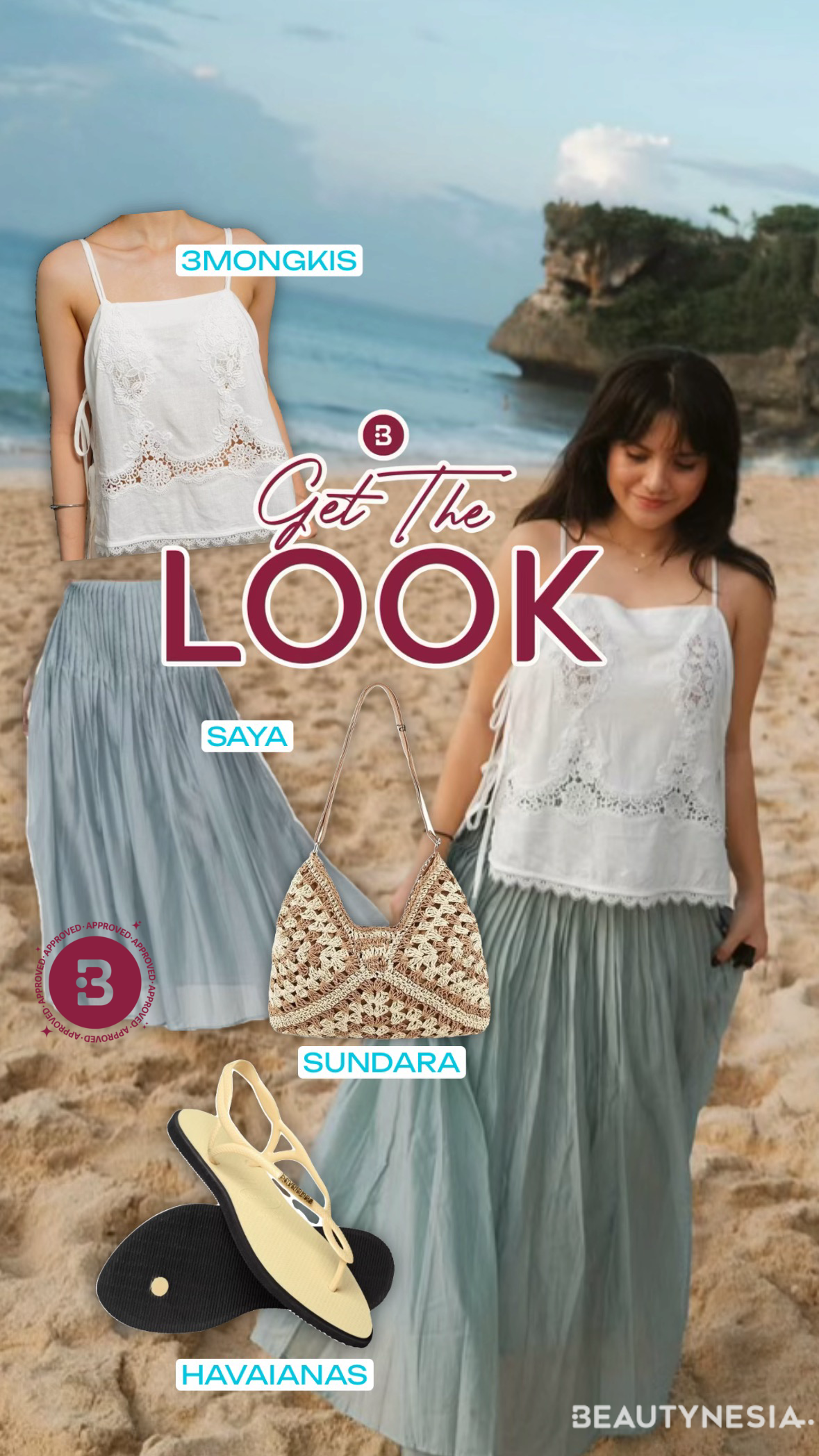 Get The Look inspirasi outfit ke pantai ala Marsha Aruan