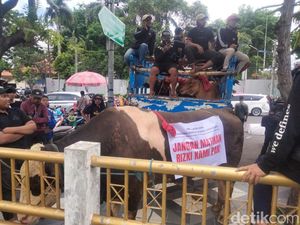 Bawa Sapi, Pedagang Pegirian Geruduk DPRD Surabaya Tolak Relokasi RPH