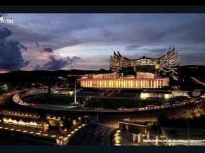 Gemerlap Istana Negara Malam Hari Saat Kunjungan Perdana Prabowo ke IKN