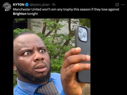 Kekalahan dari Brighton juga bikin MU terancam puasa gelar. Satu-satunya kesempatan ya tinggal di Liga Inggris. Ayo wujudkan kemustahilan itu, Setan Merah!. (Foto: X.com/@kyton_allan)