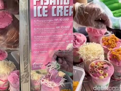 Es Pisang Ijo Ice Cream Viral di Karawang, Manis, Segar, dan Creamy