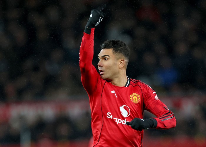 MANCHESTER, ENGLAND - JANUARY 11: Casemiro  of Manchester United running during the Emirates FA Cup Third Round match between Manchester United and Brighton & Hove Albion on January 11, 2026 in Manchester, England. (Photo by Richard Sellers/Sportspho