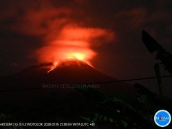 Gunung Ile Lewotolok Meletus, Lava Mengalir 100 Meter