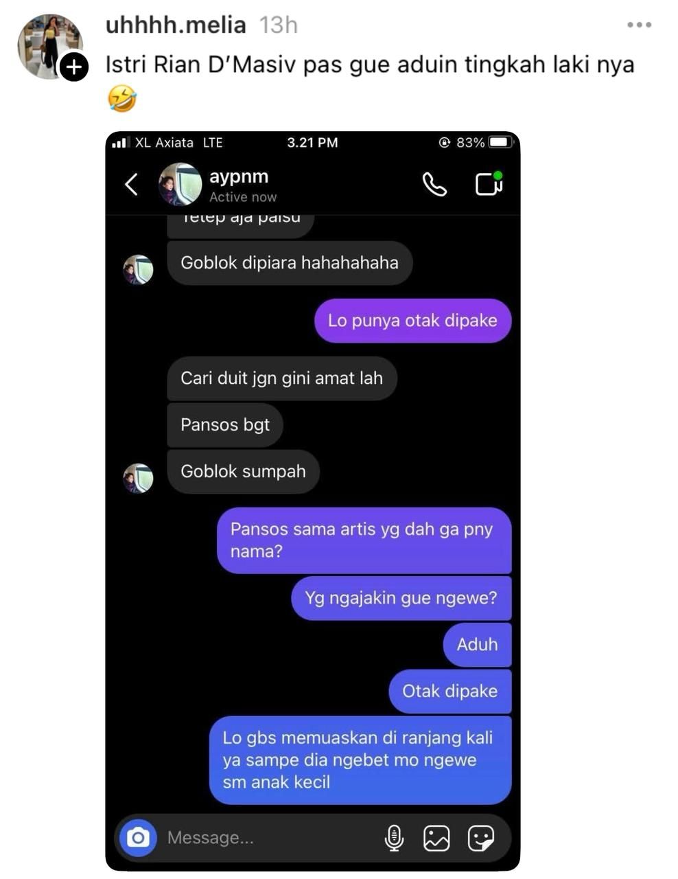 Unggahan yang membahas Rian diduga pelaku child grooming.