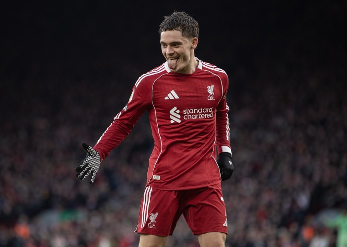 LIVERPOOL, ENGLAND - JANUARY 17: Florian Wirtz of Liverpool celebrates scoring during the Premier League match between Liverpool and Burnley at Anfield on January 17, 2026 in Liverpool, England. (Photo by Visionhaus/Getty Images)