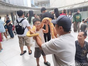 Gembiranya Anak-anak Bisa Bermain dengan Satwa Unik di dalam Mal