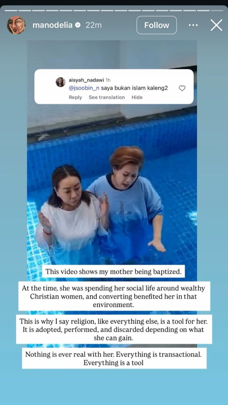 Bukti ibunda Manohara, Daisy Fajarina, dibaptis