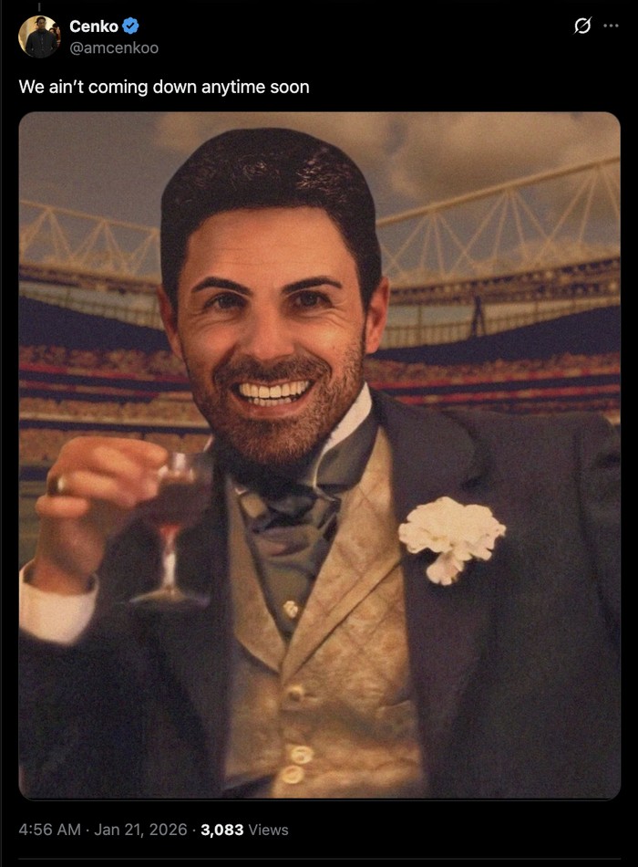 Meme Arsenal Betah di Dua Pucuk