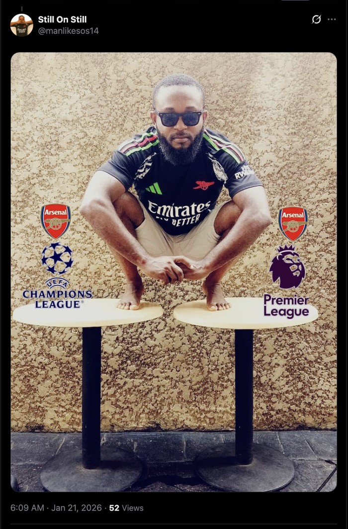 Meme Arsenal Betah di Dua Pucuk