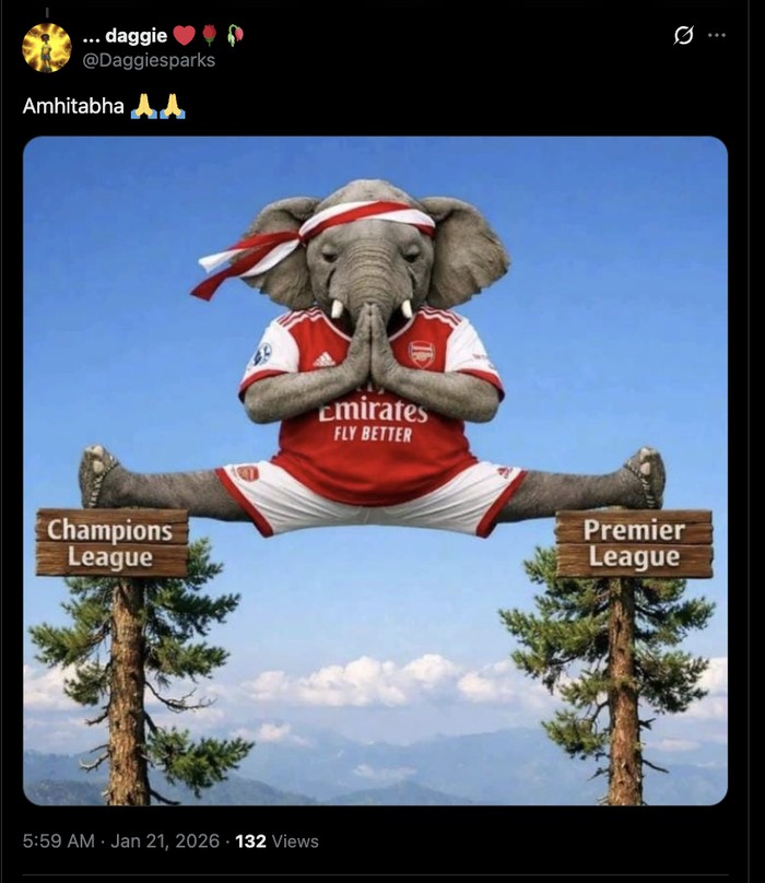 Meme Arsenal Betah di Dua Pucuk