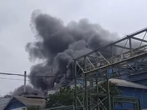 Pabrik Minyak Goreng di Kawasan Maspion Gresik Terbakar Hebat