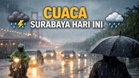 Cuaca Surabaya Jumat, Waspada Hujan Ringan Sepanjang Hari