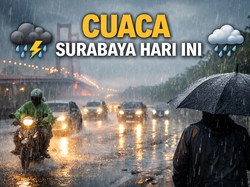 Cuaca Surabaya Hari Ini Hujan, Awas Badai Petir Siang hingga Sore