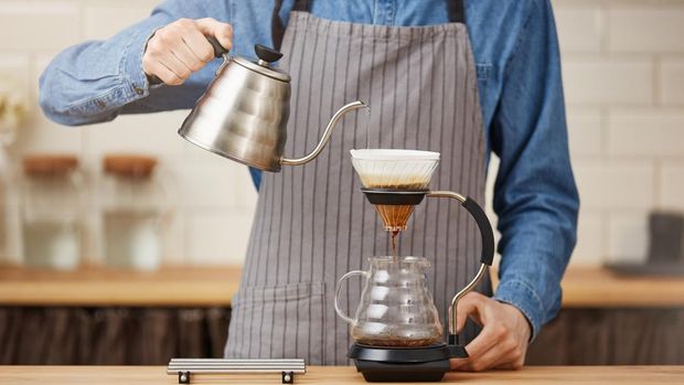 Ilustrasi kopi, biji kopi, es kopi