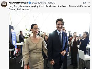 Katy Perry Tampil Bak First Lady Dampingi Justin Trudeau di Forum Ekonomi