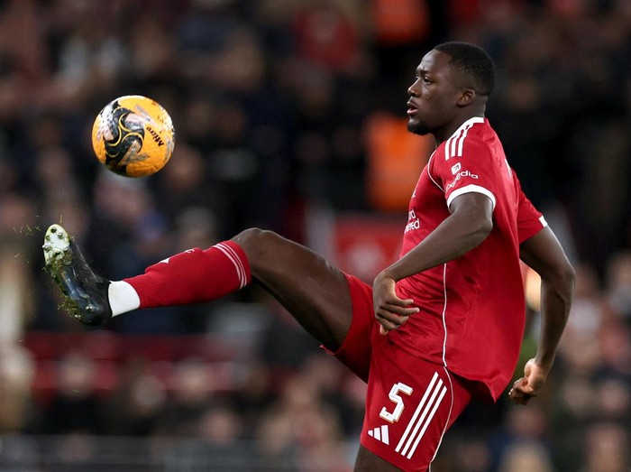 Soccer Football - FA Cup - Third Round - Liverpool v Barnsley - Anfield, Liverpool, Britain - January 12, 2026 Liverpool's Ibrahima Konate in action REUTERS/Phil Noble